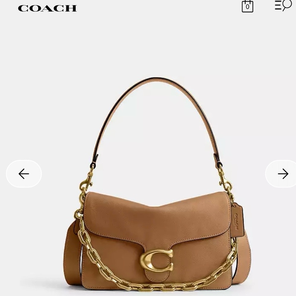 Coach Brown Leather Shoulder Bag with Gold Accents